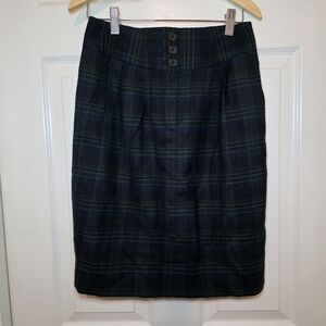 J. Crew Blackwatch plaid pencil skirt Sz 0 Wool Blend Pockets